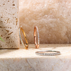 Turandoss Engagement Rings for Women 0.2-0.3Ct 1.8Mm Half Eternity S925 Sterling Silver D Color Vvs1 Stackable Jewelry Moissanite Anniversary Bands for Women Wife