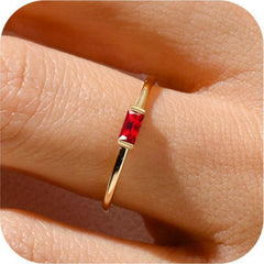 Turandoss 14k Gold Plated Dainty Birthstone Rings for Women Gemstone Thumb Stackable Ring Birthday Christmas Gifts for Mother Daughter Her Engagement Wedding Band Titanium Steel Jewelry Gifts