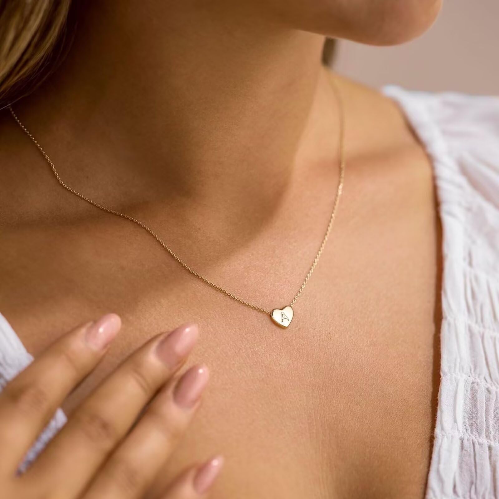 Gold Heart Initial Necklaces for Women Girls