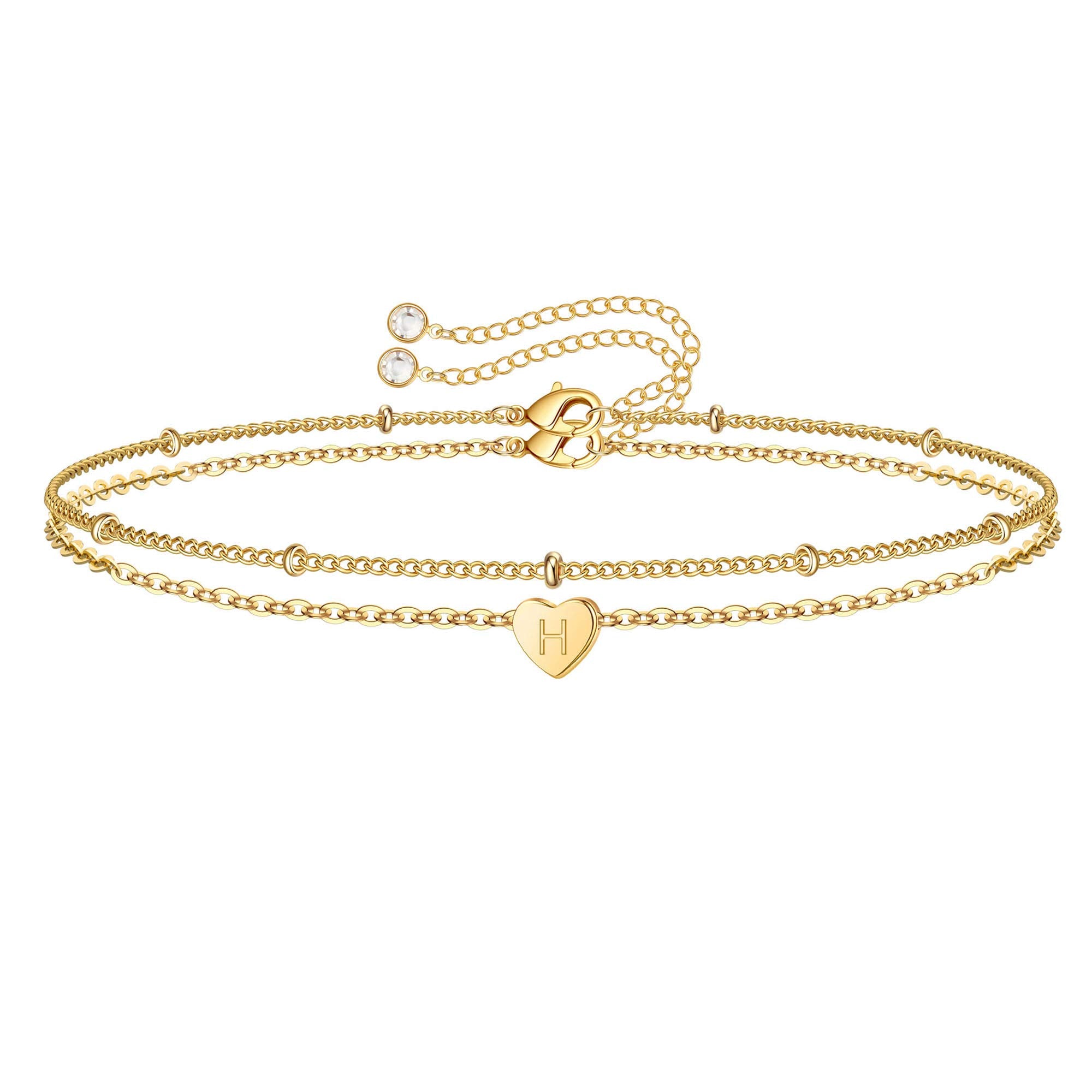 Dainty Heart Initial Bracelets
