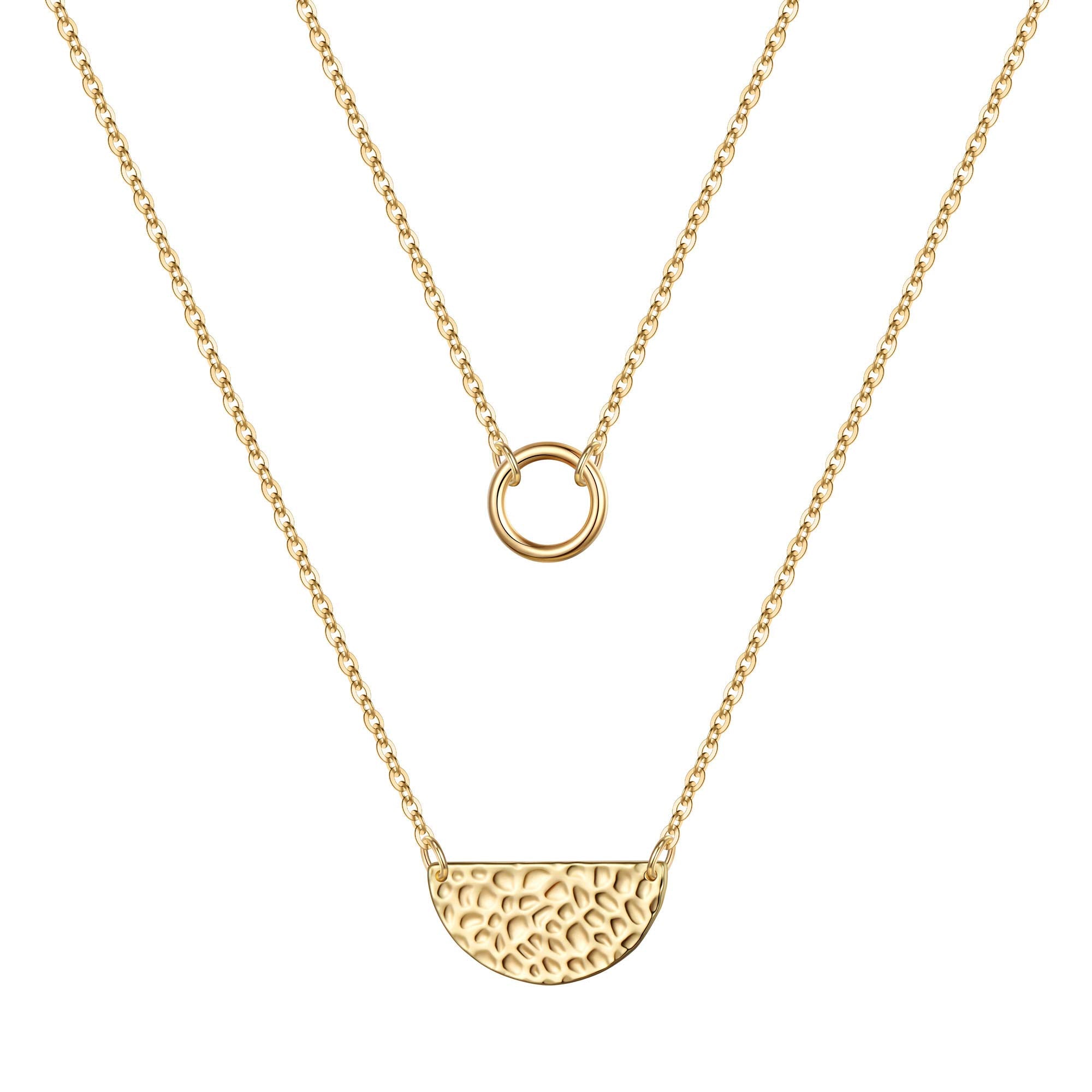 Circle& Half Moon Dainty Gold Choker Necklaces