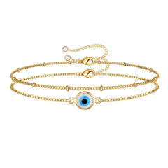 Evil Eye&Beads Chain Dainty Gold Bracelets for Women