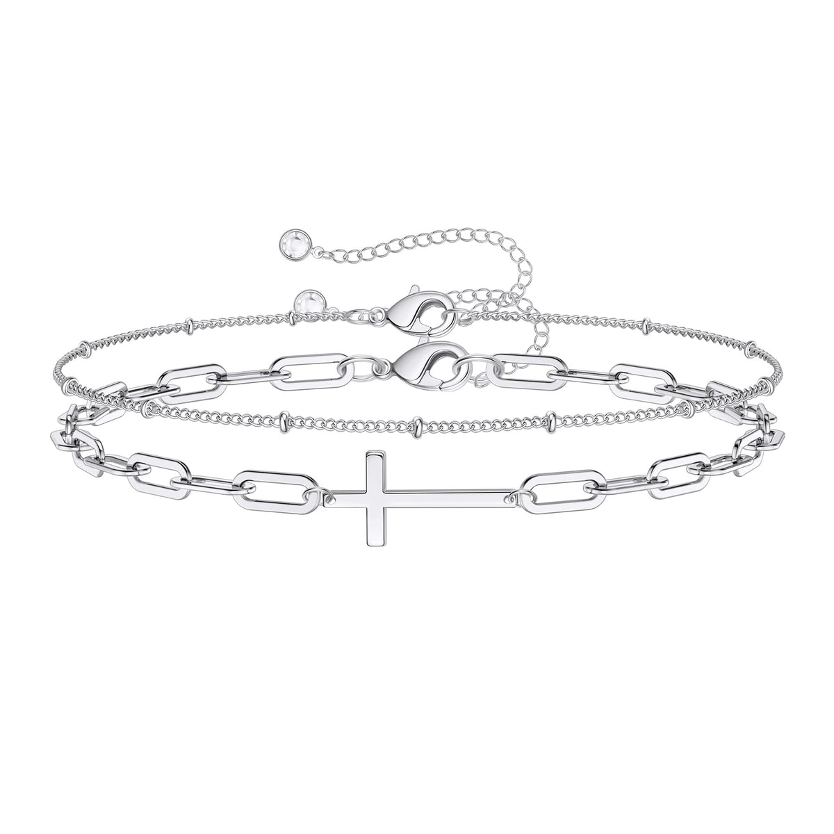 Beads Chain&Cross Dainty Gold Bracelets for Women