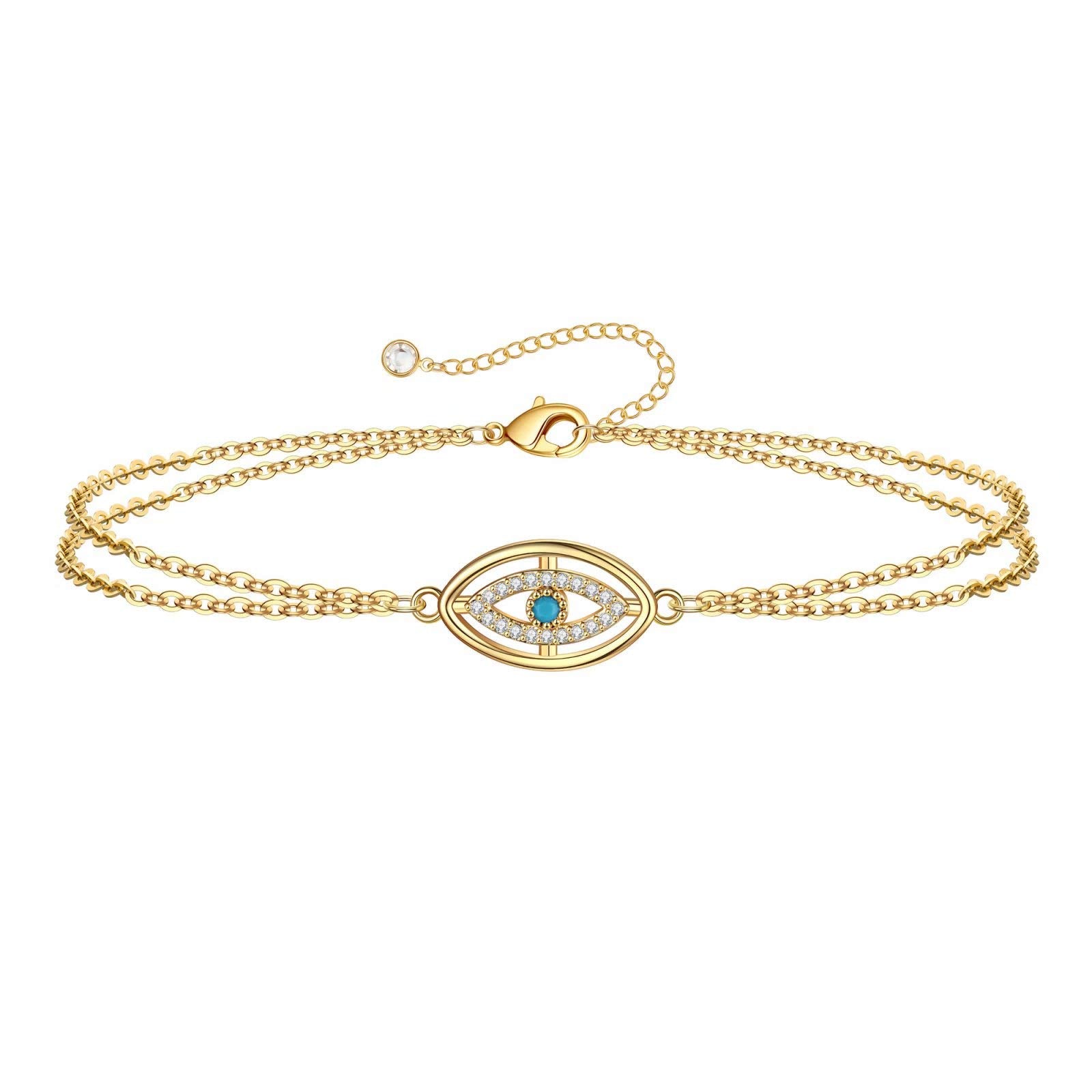 CZ Evil Eye Dainty Gold Bracelets for Women