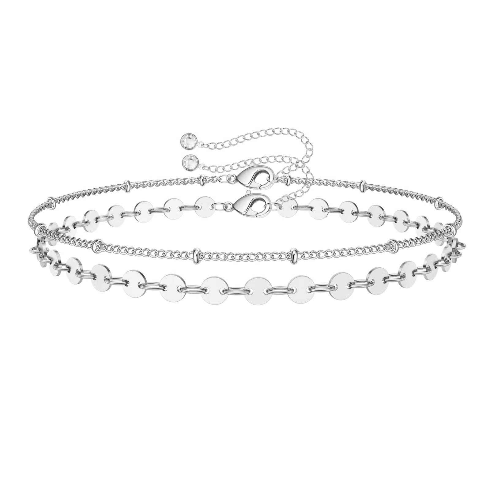 Beads Chain&Coin Chain Dainty Gold Bracelets for Women