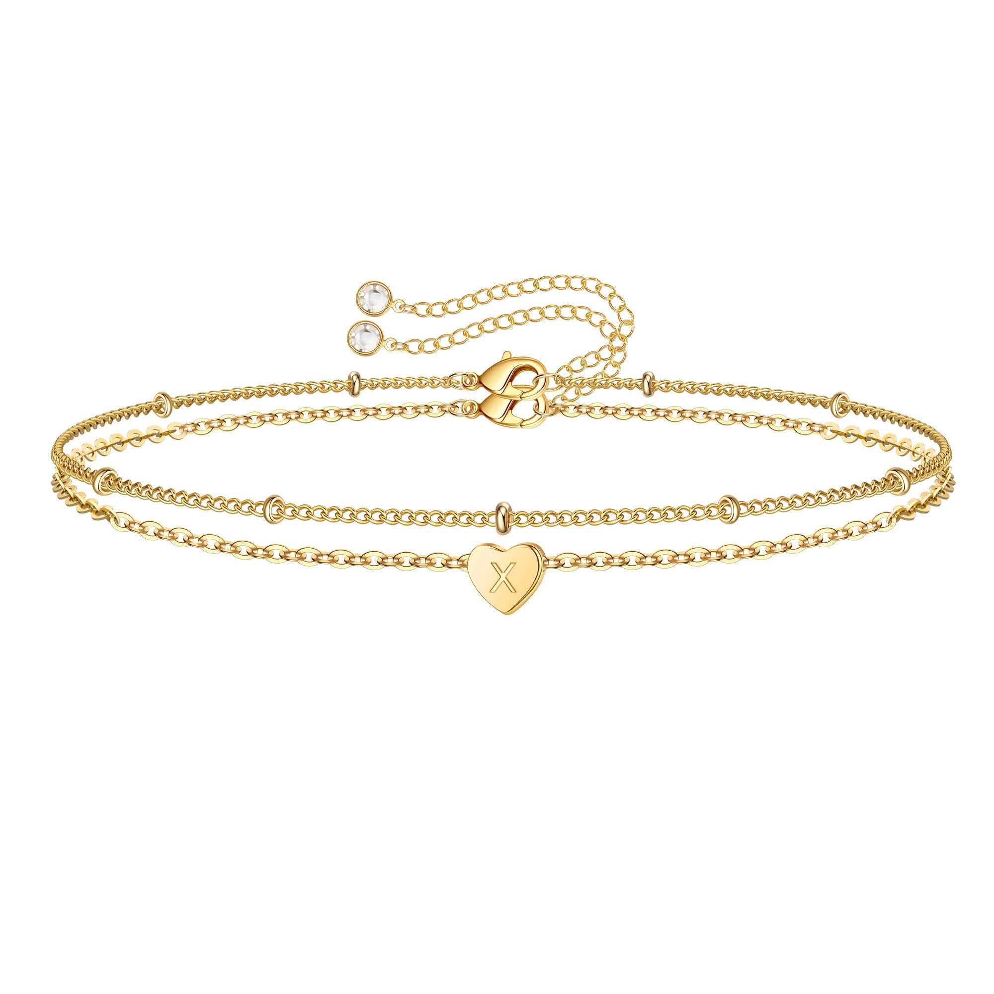 Dainty Heart Initial Bracelets