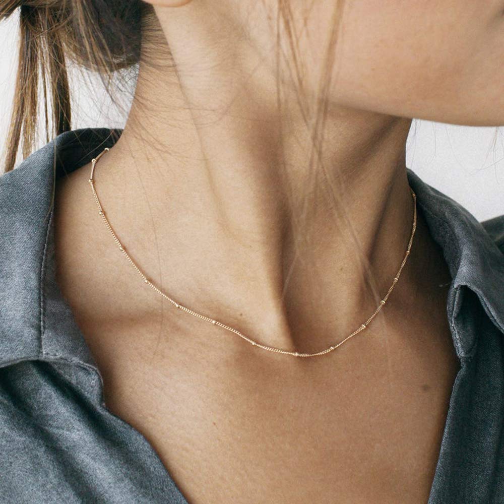 Satellite Dainty Gold Choker Necklaces