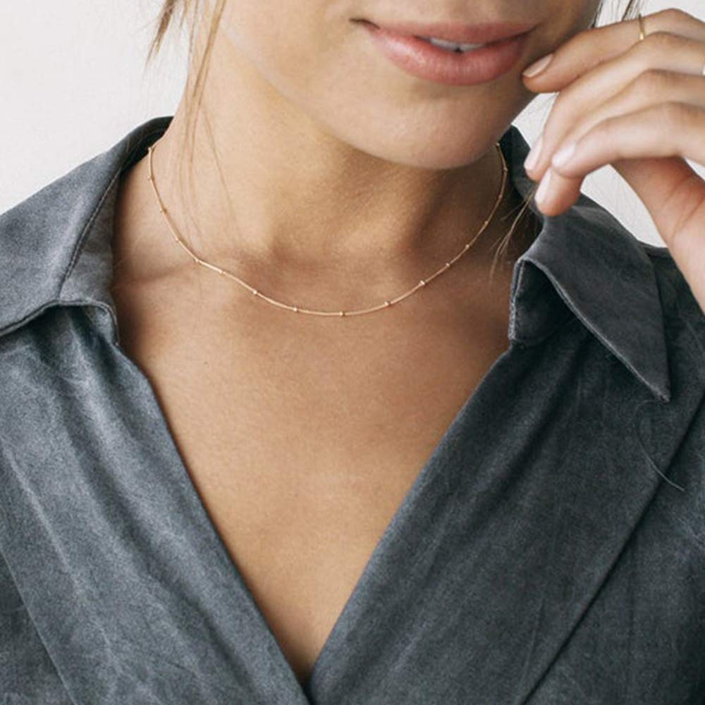 Satellite Dainty Gold Choker Necklaces