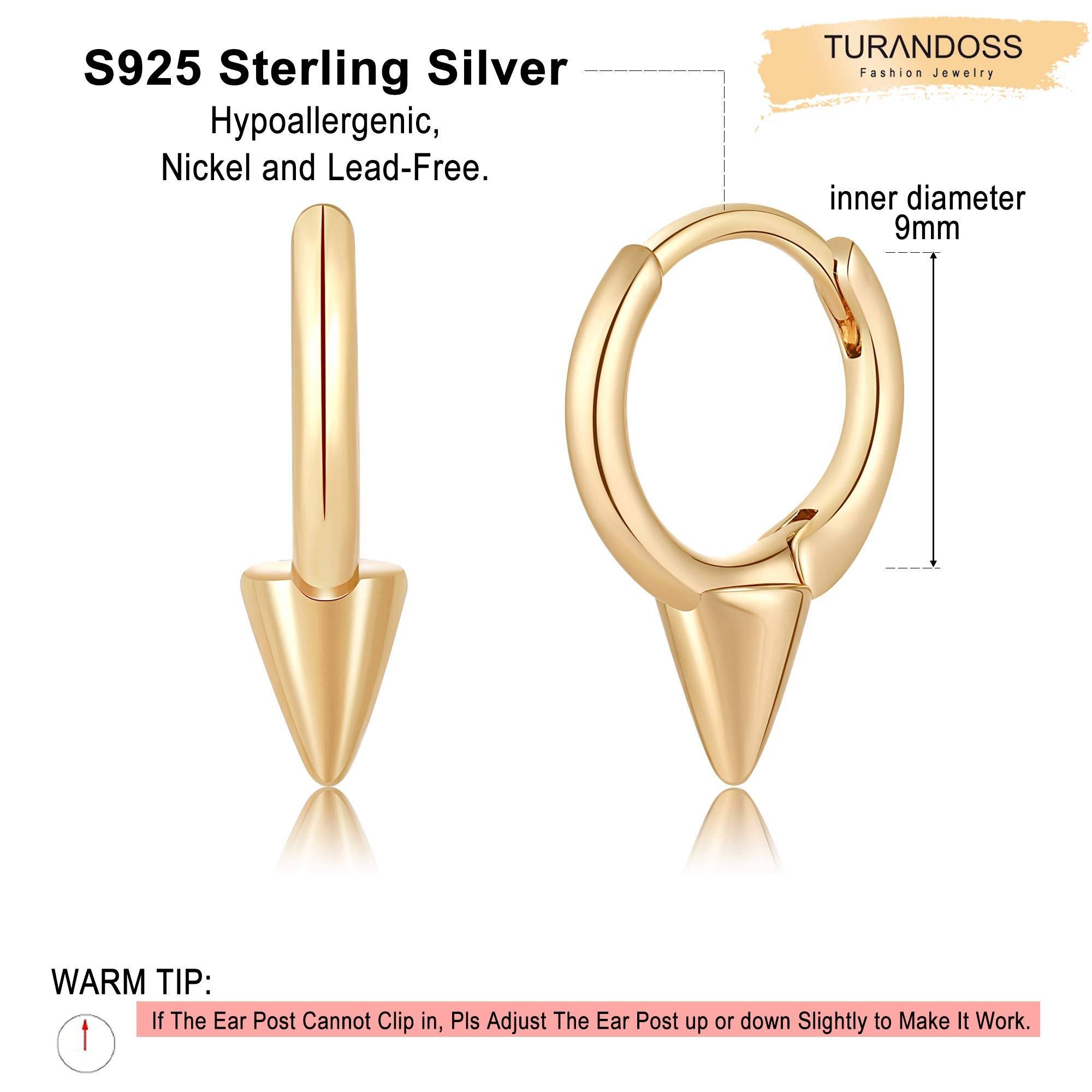 Small Spike Earrings Gold Plated Hoop