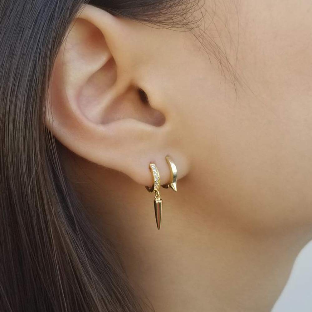 Small Spike Earrings Gold Plated Hoop