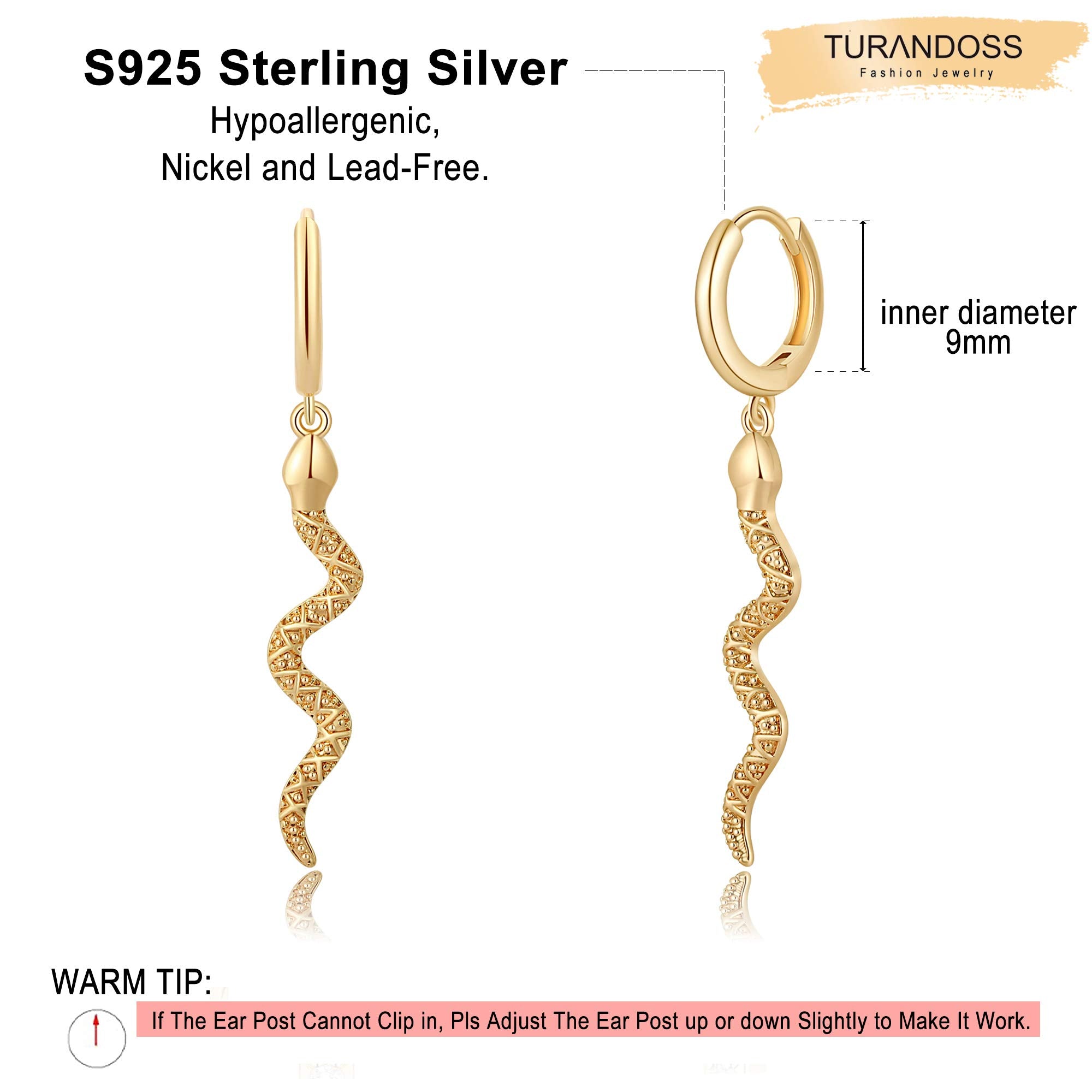 Snake Earrings Gold Plated Hoop