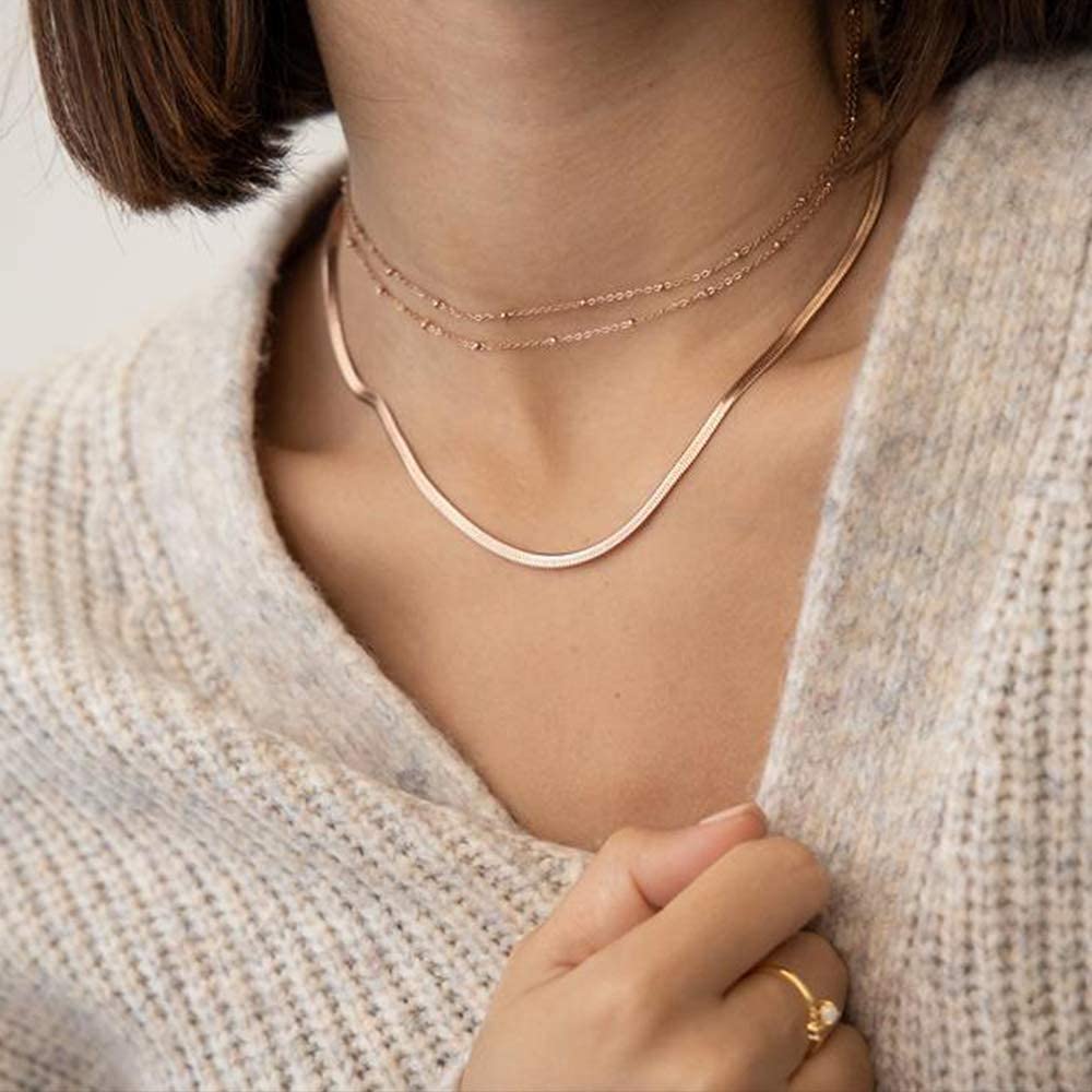 4mm Snake Chain Dainty Gold Choker Necklaces