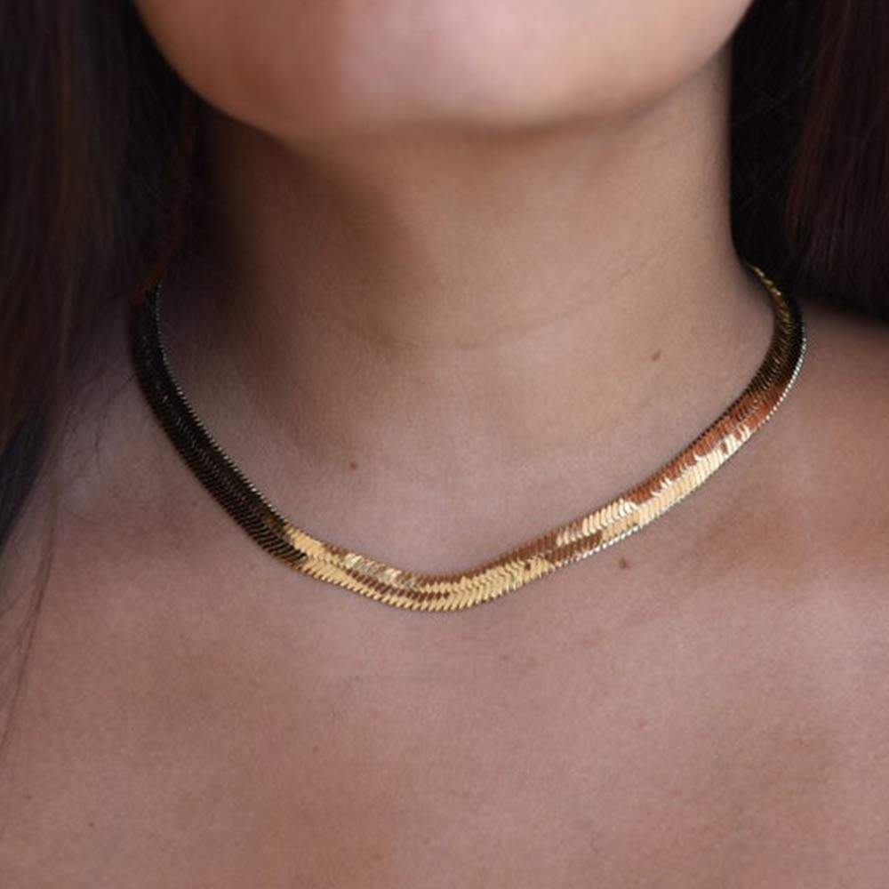 7mm Snake Chain Dainty Gold Choker Necklaces