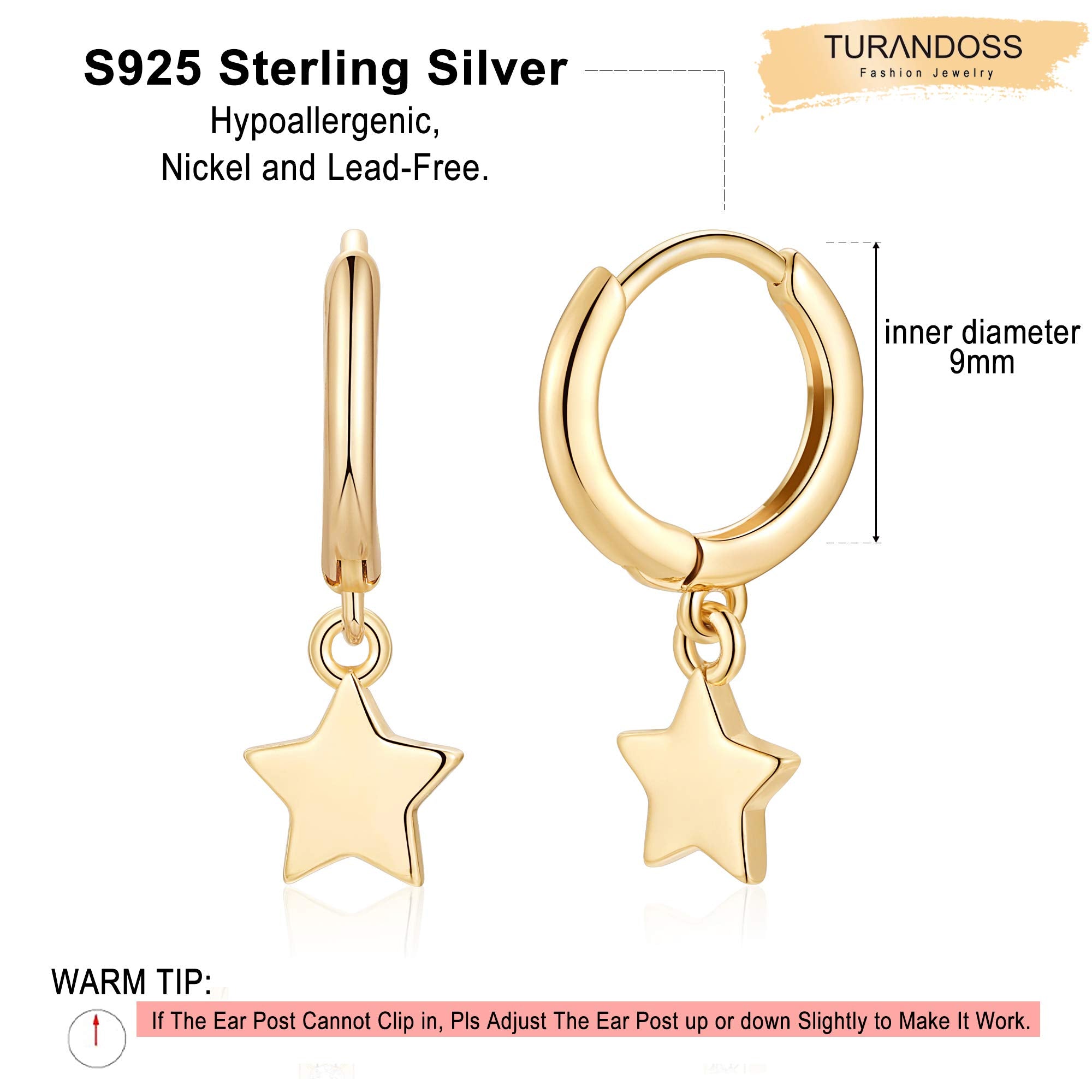 Star Earrings Gold Plated Hoop