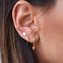 Star Earrings Gold Plated Hoop
