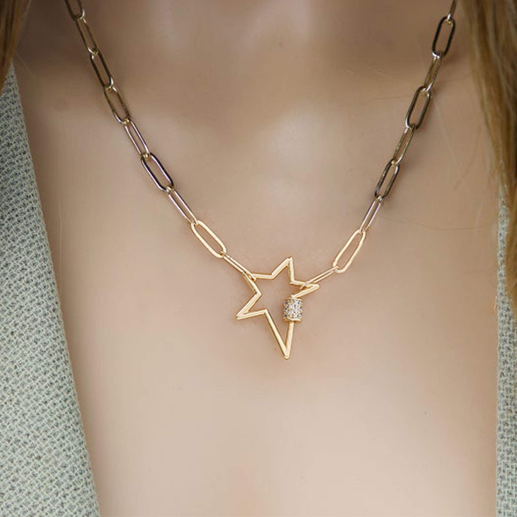 Star Dainty Paperclip Chain Necklace