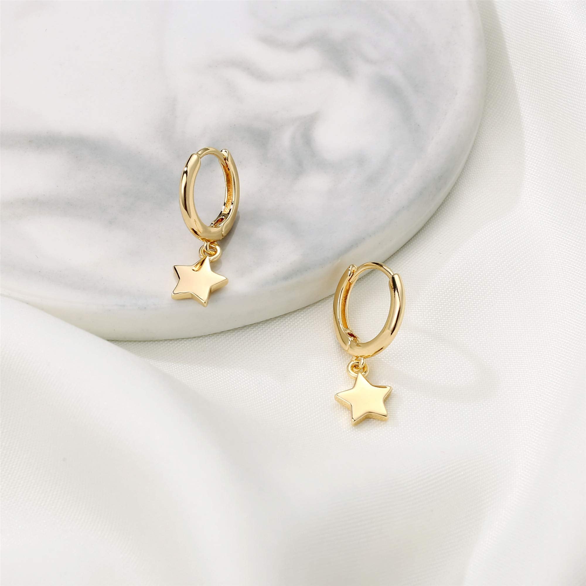 Star Earrings Gold Plated Hoop