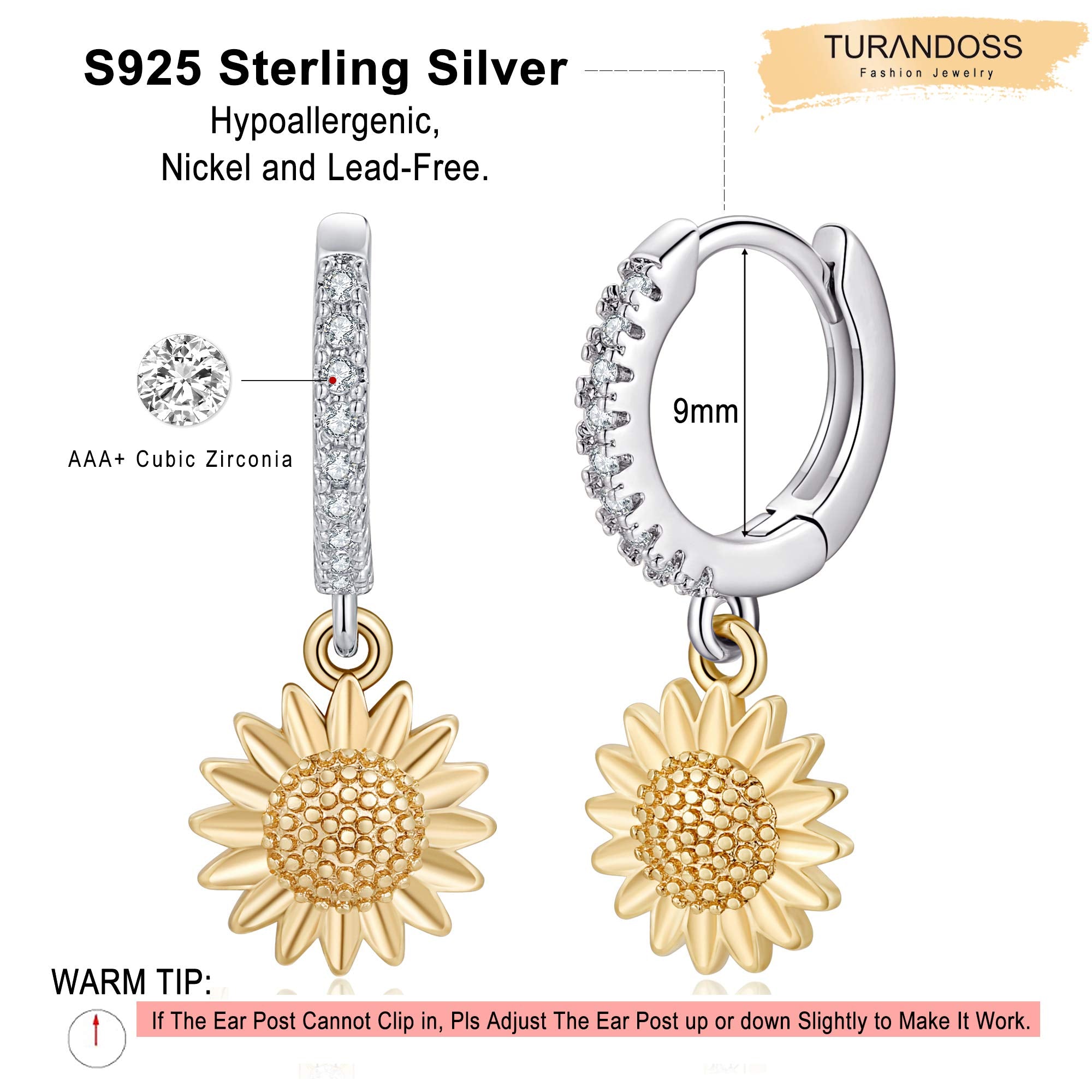Sunflower Earrings Gold Plated Hoop