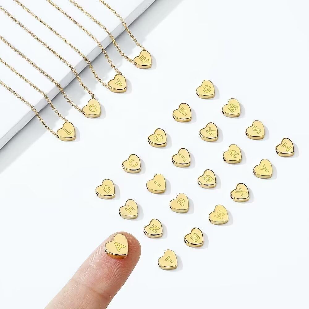Gold Heart Initial Necklaces for Women Girls