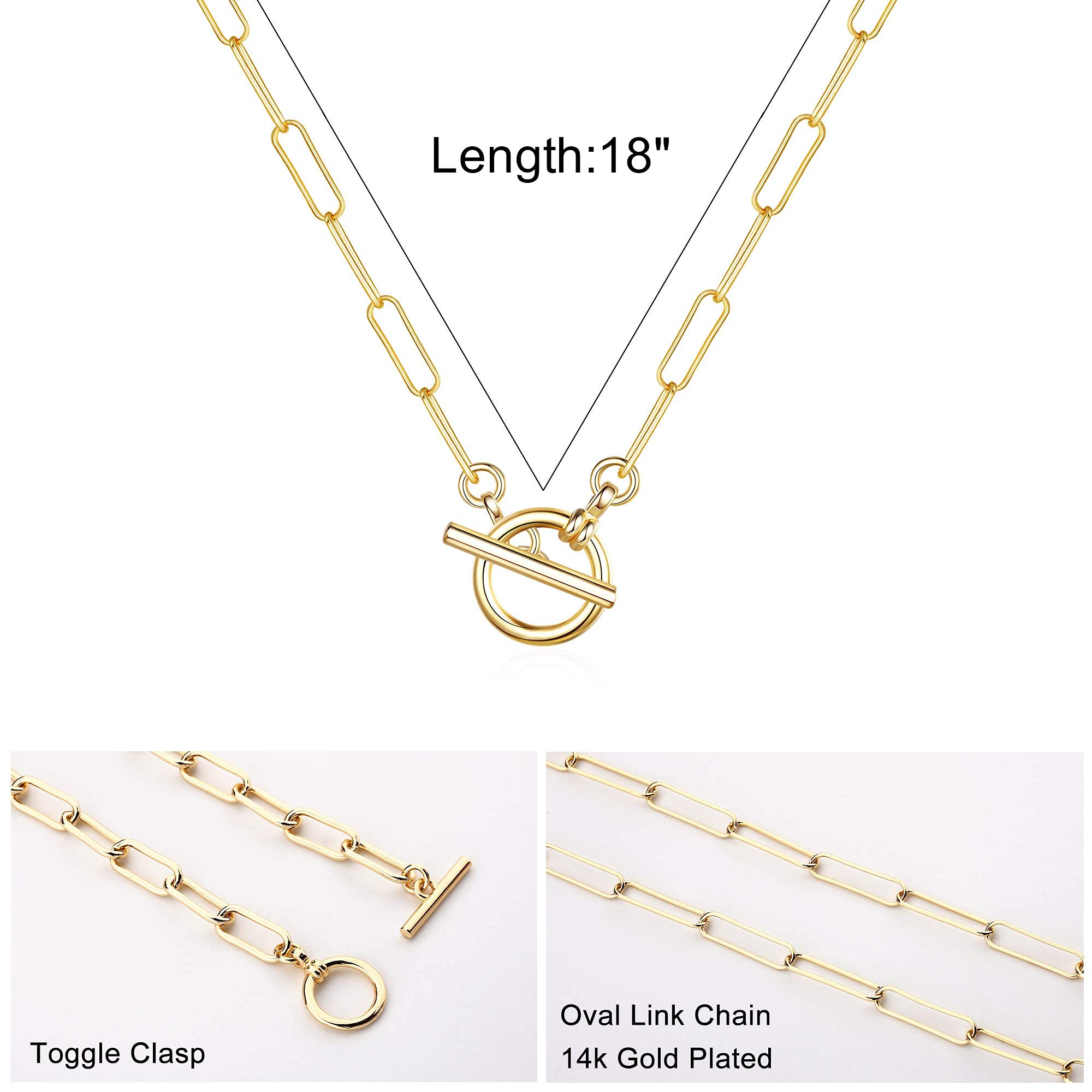 Toggle Clasp Dainty Paperclip Chain Necklace