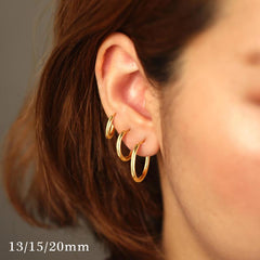 Turandoss 2PCS Small Gold Hoop Earrings for Women Hypoallergenic, Earring Set for Sensitive Ears, Gold Jewelry for Women, 925 Sterling Silver Post