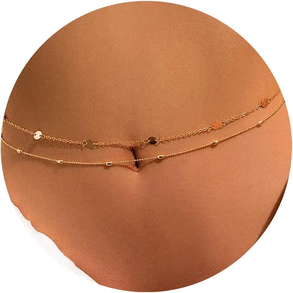 Turandoss Waist Chains for Women 18K Gold Plated Pearl Belly Body Chains Bohemian Beach Bikini Fashion Body Accessories Waterproof Adjustable Body Chain Jewelry for Women Gift