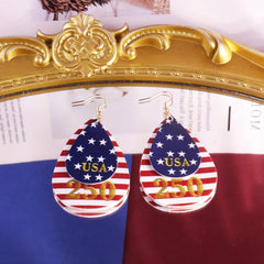 Turandoss 4th of July 250th Anniversary Earrings Gifts for Women Patriotic Red White and Blue American Flag Lightweight Dangle Leather Jewelry Independence Day Party Outfit Usa Accessories for Her