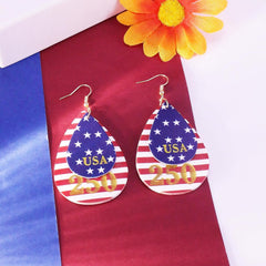 Turandoss 4th of July 250th Anniversary Earrings Gifts for Women Patriotic Red White and Blue American Flag Lightweight Dangle Leather Jewelry Independence Day Party Outfit Usa Accessories for Her