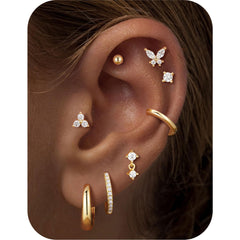 Turandoss 8Pairs Gold Plated Hoop Huggie Earrings for Women Girls, Zircon Stud Earring Set, Gold Jewelry, Graduation Gifts for Women, Girls, 2026
