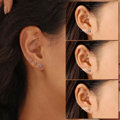 Turandoss April Cubic Zirconia Birthstone Stud Earrings for Women Hypoallergenic 14K Gold plated Earring Dainty Cubic Zirconia Cartilage Earring Stack Perfect Birthday Gifts for Her Women