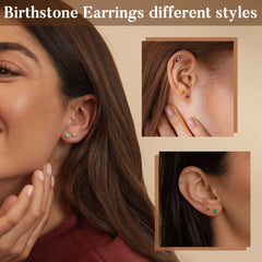 Turandoss April Cubic Zirconia Birthstone Stud Earrings for Women Hypoallergenic 14K Gold plated Earring Dainty Cubic Zirconia Cartilage Earring Stack Perfect Birthday Gifts for Her Women