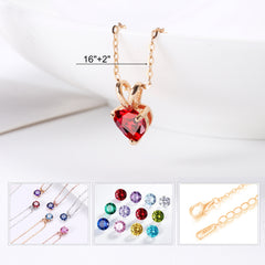 Turandoss Graduation Gift for Her, 925 Sterling Silver Heart Birthstone Necklace, Sparkling Pendant Jewelry