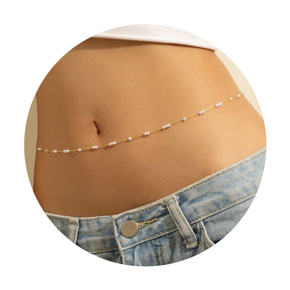 Turandoss 18K Gold Waist Chain for Women - Dainty Diamond Beads Body Chain Adjustable, Sexy Belly Chains Waterproof, Birthday Christmas Gifts