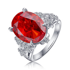 Turandoss 21ct Red Garnet Gemstone Engagement Ring 925 Sterling Silver Oval Cut Gemstone Birthstone Ring Wedding Band Promise Wedding Rings for Women Girls