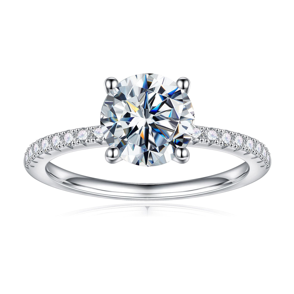 Turandoss Silver Wedding Moissanite Rings for Women, S925 Sterling Silver Diamond Ring for Women, Birthday Christmas Gift for Mom, Wife, Silver Jewelry