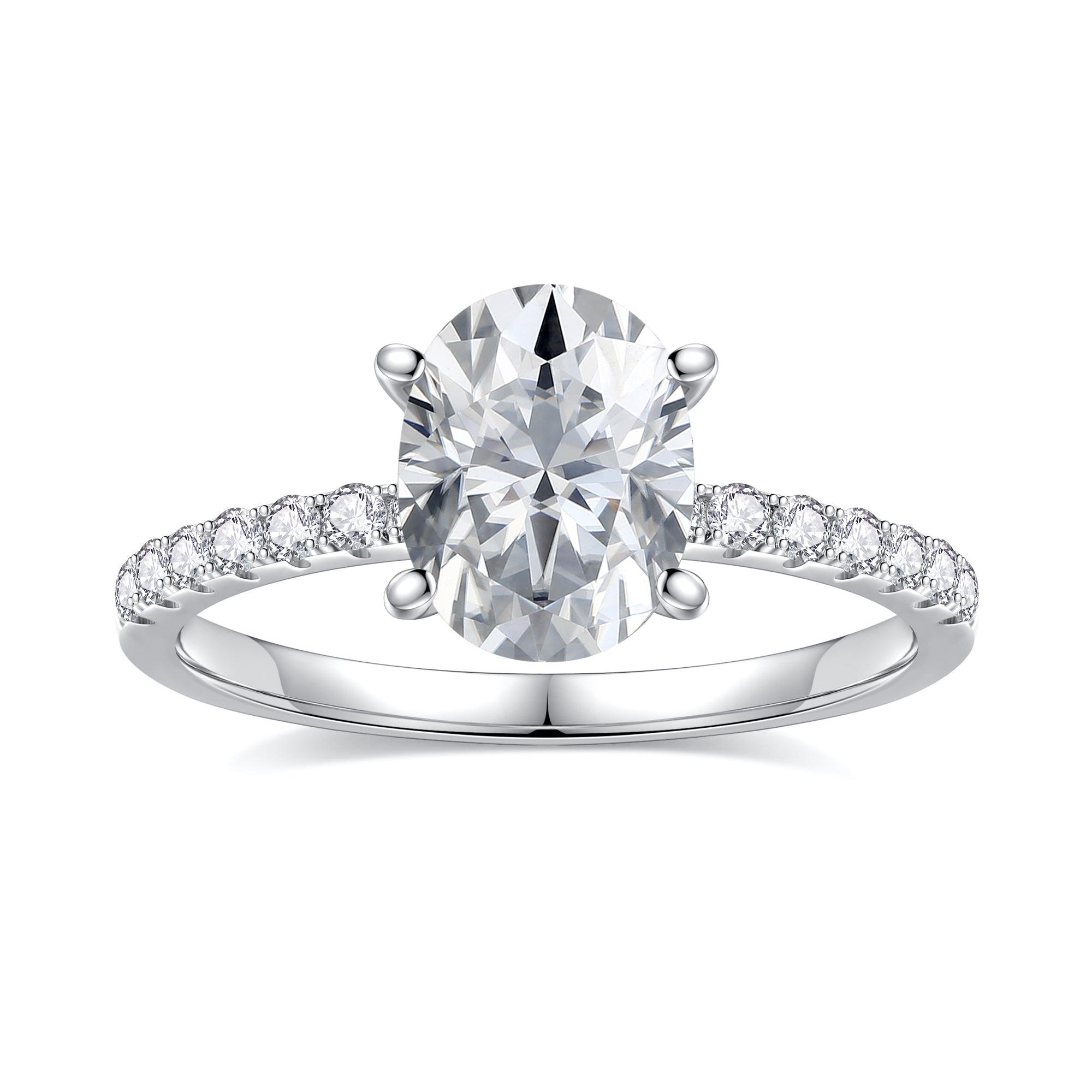 Turandoss 1.5 Carat Moissanite Four-Prongs Engagement Ring 925 Sterling Silver Oval Cut Diamond Ring Wedding Band Promise Wedding Rings for Women