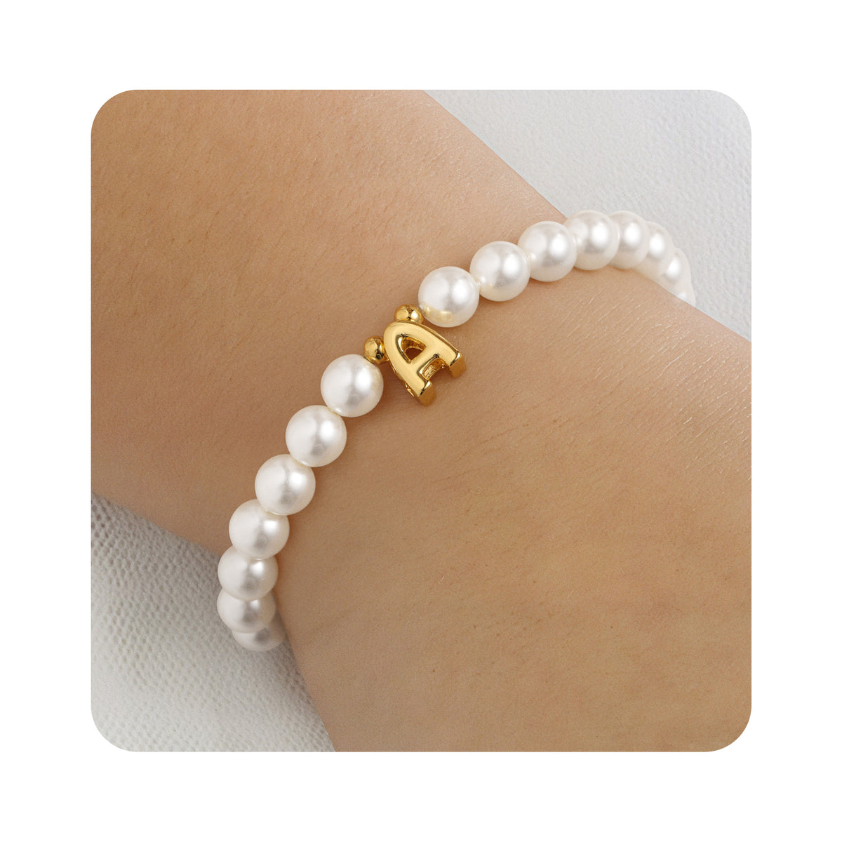 Turandoss Gold Initial Bracelets for Women Girls - Dainty Beaded Pearl Bracelets for Kids, Charm Letter Bracelet for Girl, Flower Girl Proposal Gifts