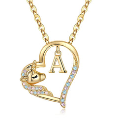 Turandoss Gold Heart Unicorn Necklace for Girls - Initial Zircon Pendant Necklace for Kids 4 -13 Year Old, Unicorn Birthday Gifts for Girls, 18+2.5In