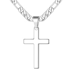 Turandoss Silver Cross Necklace for Men Boys, Birthday, Halloween, Christmas, New Year, Graduation, Father's Day Gifts for Boy Men Son Dad, 20In