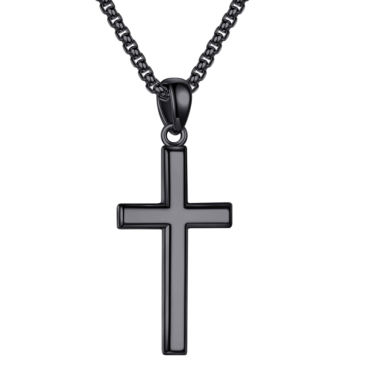 Turandoss S925 Sterling Silver Cross Necklace for Men Boys, Cross Pendant Mens Necklaces, Birthday Gift for Him, Valentine's Day Gifts from Wife