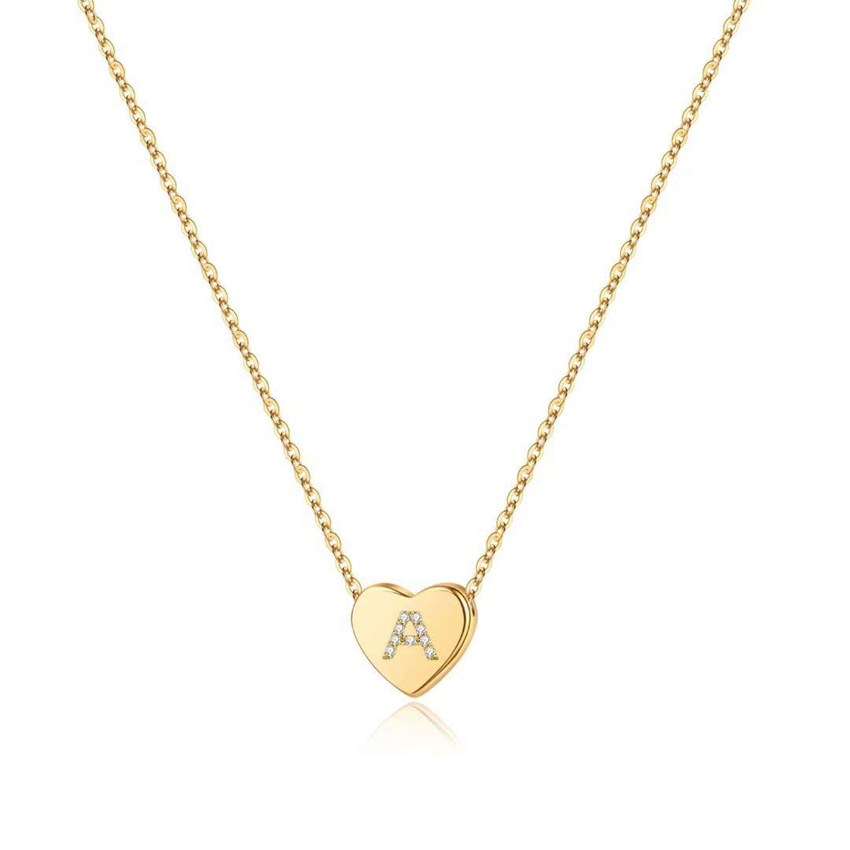 Turandoss 18K Gold Heart Initial Necklace for Girls Women, Dainty Gold Letter Zircon Pendant Necklace, Birthday Gifts for Daughter Girls, 16+2.5Inches