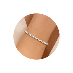 Turandoss Gold Silver Cubic Zirconia Bracelets for Women Trendy - Dainty 3mm CZ Classic Gold Bracelet, Silver Jewelry for Women, Christmas Gifts