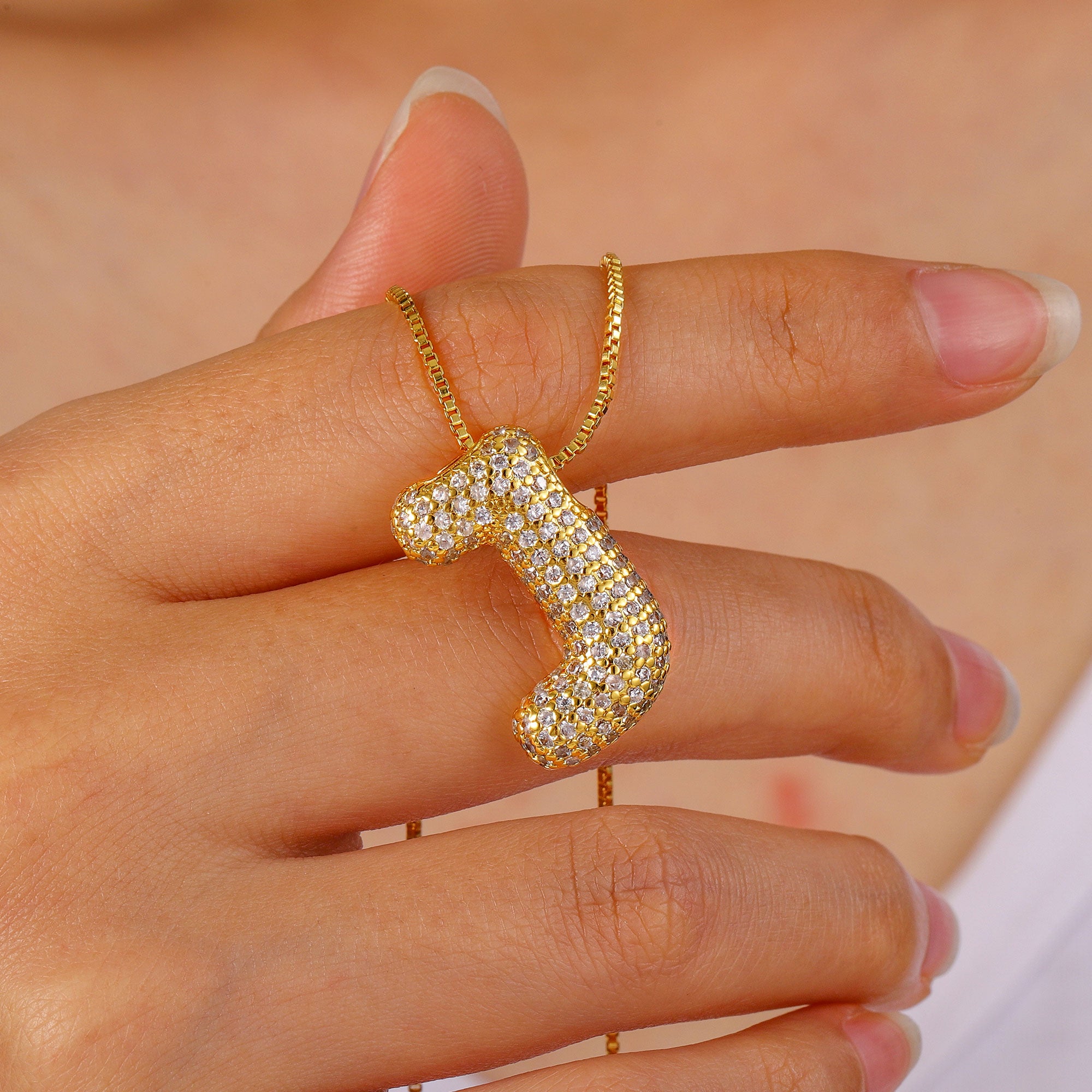 Chunky Gold Bubble Letter Necklace