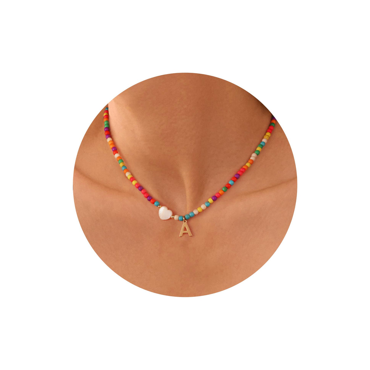 Turandoss Birthday Gifts for Tween Teen Teenage Girl Gift Idea Colorful Initial Beaded Heart Choker Necklaces Teacher Appreciation Mothers Day Graduation Gifts for Her Mom Kids Teen Girls Wife Ideas