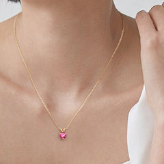 Turandoss Graduation Gift for Her, 925 Sterling Silver Heart Birthstone Necklace, Sparkling Pendant Jewelry