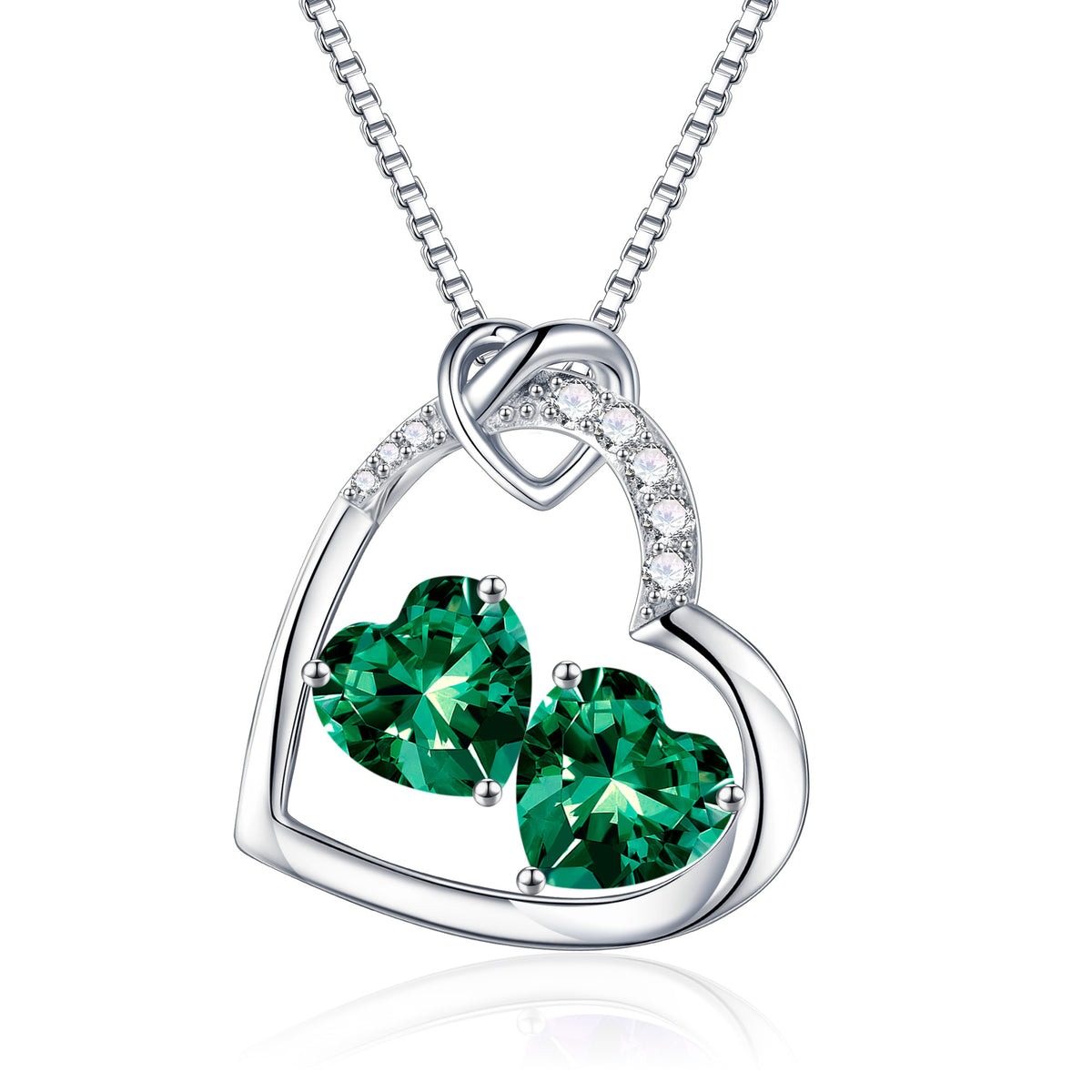 Turandoss Heart Birthstone Necklace for Women Double Heart Birthstone Pendant Personalized CZ Trendy Jewelry Mothers Day Birthday Gifts Valentines Day Gifts for Women Wife Her