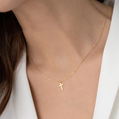 Layered Gold Simple Cross Necklace for Women