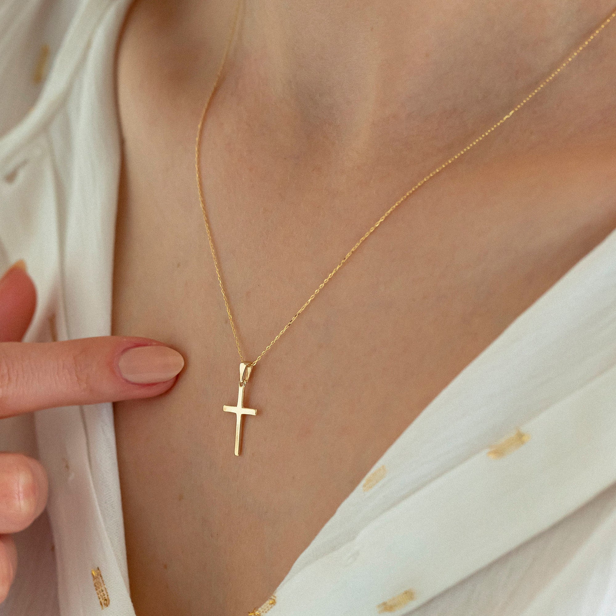Gold Cross Pendant Necklace for Women