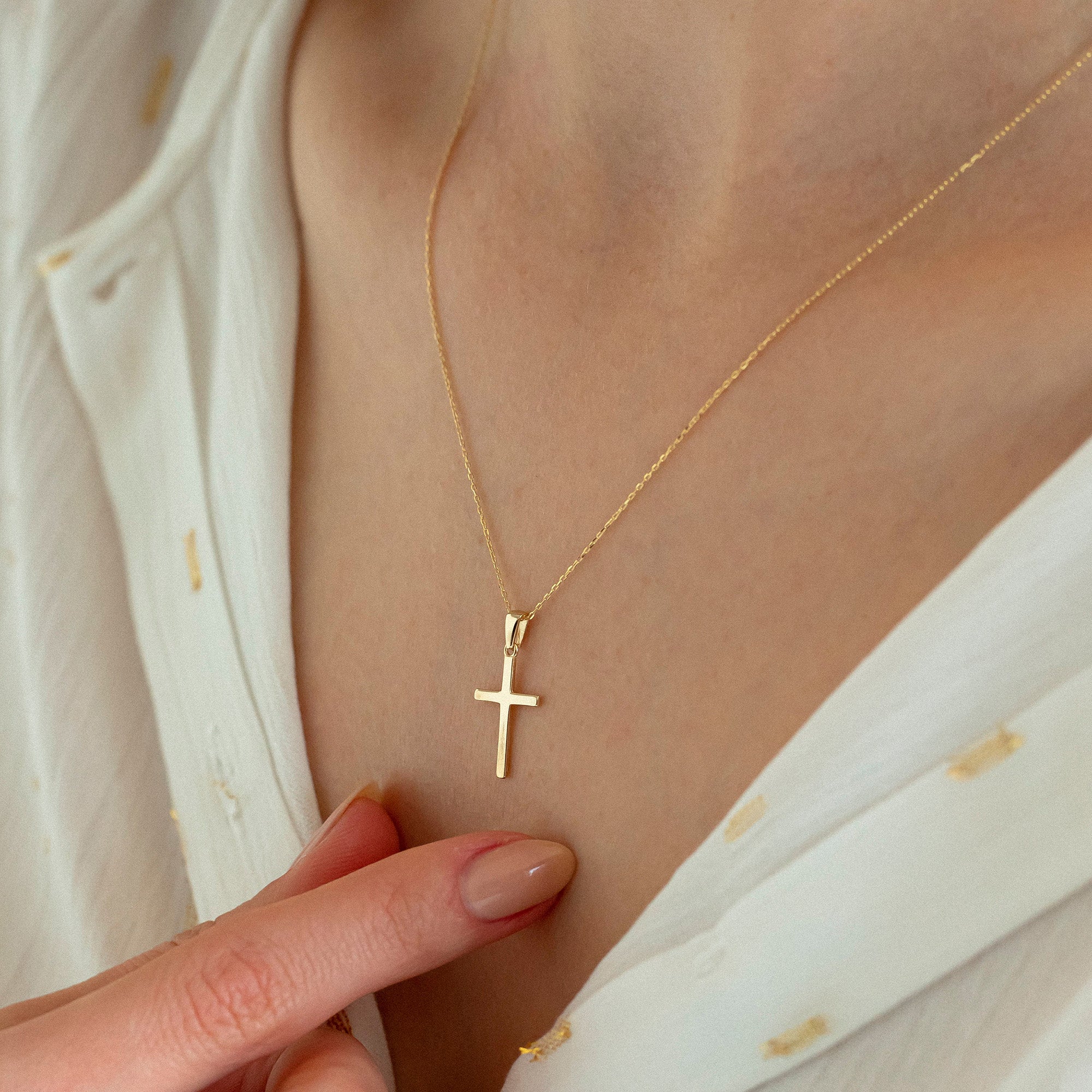 Gold Cross Pendant Necklace for Women