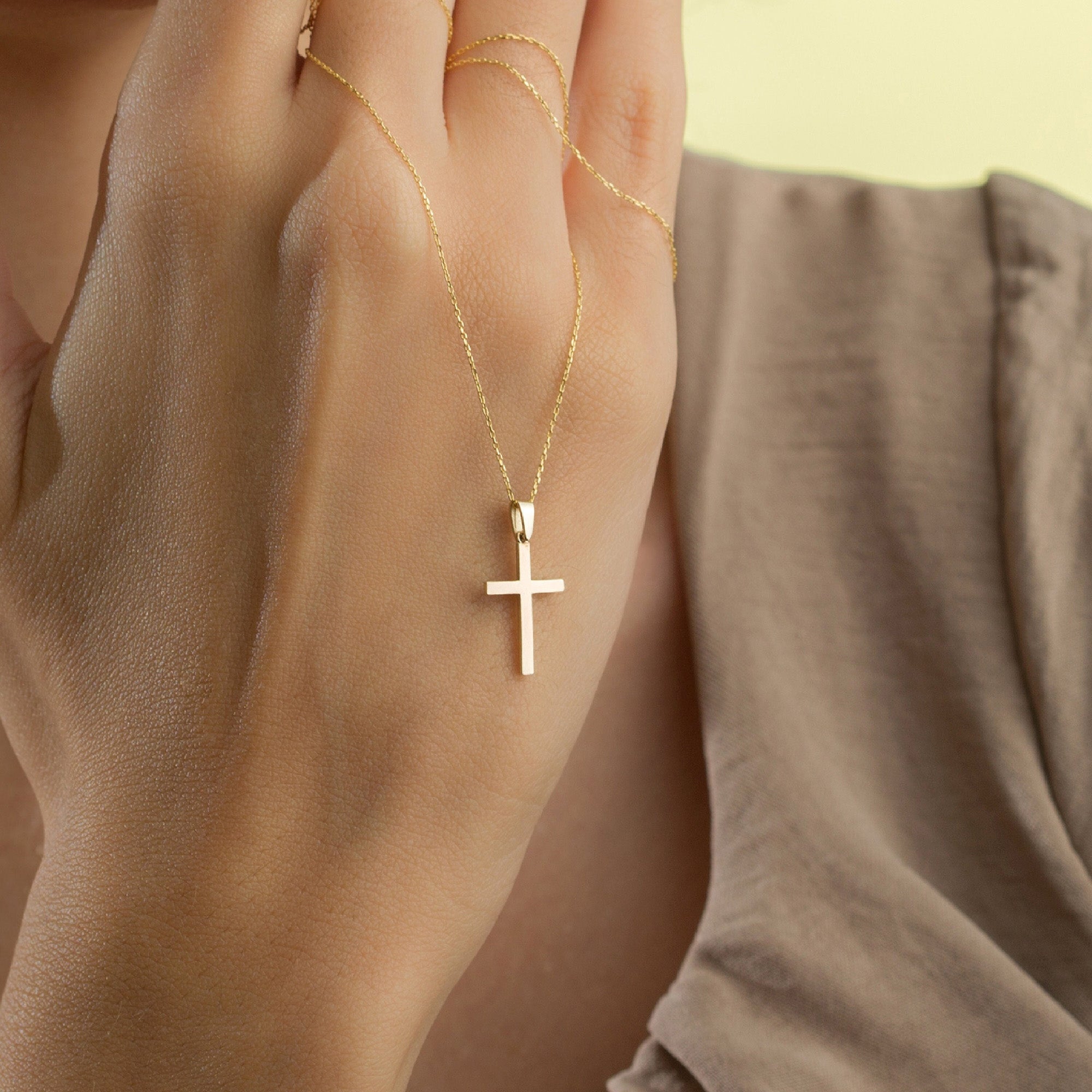Gold Cross Pendant Necklace for Women